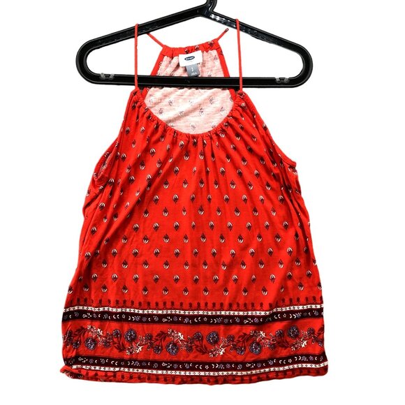 Old Navy Cami Womens S Relaxed Suspended Neck Top Red Boho Print Sleeveless - Picture 1 of 8